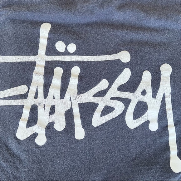 VTG Stussy Logo Streetwear Surf Crewneck Faded Distressed Blue Gray Mexico Small - Picture 4 of 10